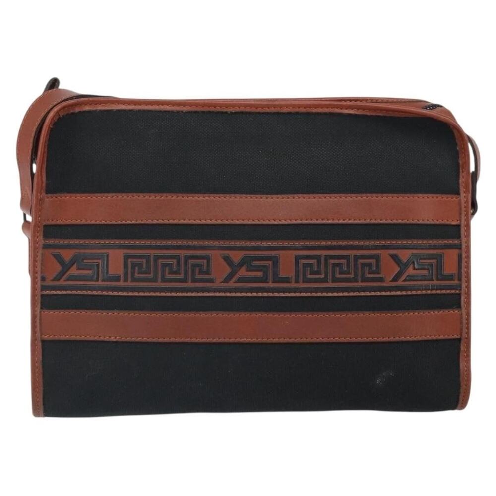 Saint Laurent Canvas Leather Shoulder Bag Black